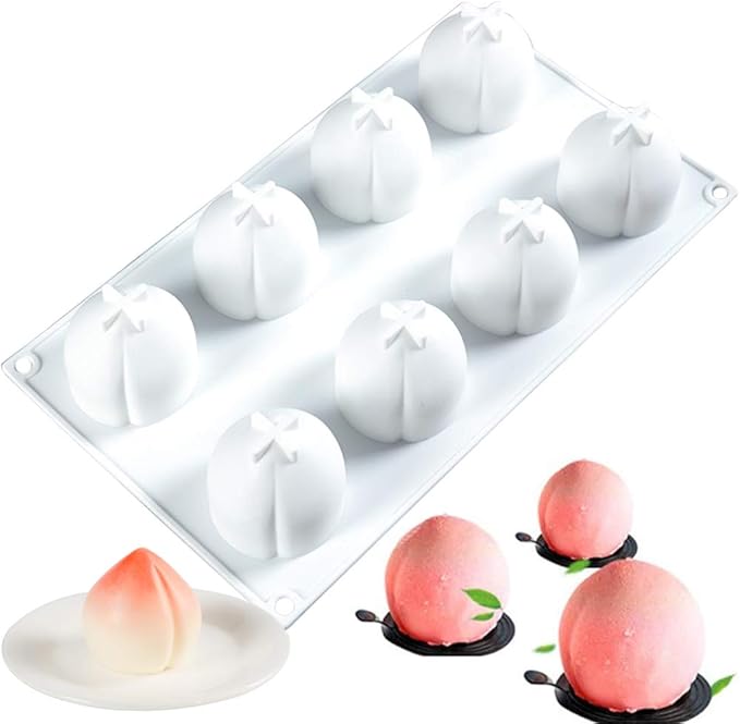 OCPO Kitchen Peach Silicone Mold for Baking Mousse Cake, 8 Cavities