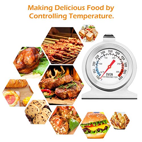 Koimsec in Oven Thermometer for Grill Smoker BBQ 50-300°C/100-600°F, Instant Read Precision Stainless Steel Electric/Gas Oven Thermometers, Analog Thermometer Gauge for Kitchen Cooking Baking