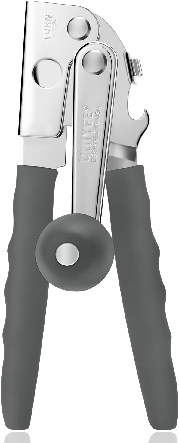 UHIYEE Commercial Can Opener Heavy Duty, Hand Crank for Large Cans, Gray