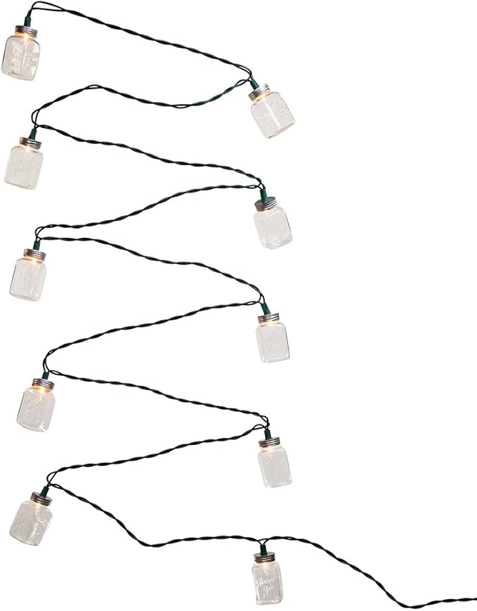 Kurt Adler Ul 10-Light Clear Mason Jar Light Set