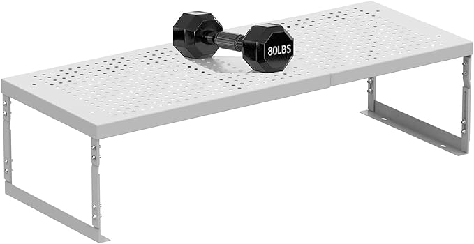 Asiingkel Stackable Expandable Metal Shelf Organizer - Adjustable Wire Storage Rack with Holes for Kitchen, Bathroom, Cabinet, Office - Space Saving, Durable & Sturdy Design（2PACKS/Medium/White