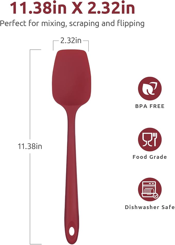 U-Taste Silicone Spoon Spatula, 480°F High Temp Scoop Spoonula, 11.38", Red