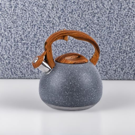 Foedo 3.2Qt Stainless Steel Whistling Tea Kettle Stovetop, Sky Grey