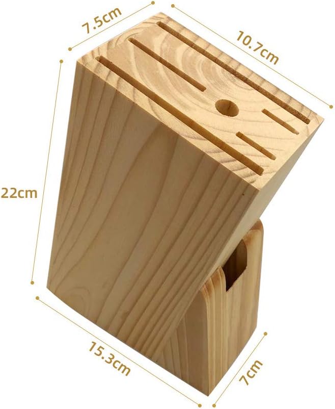 Hooshion Wooden Knife Block Countertop Knife Holder Knife Organizer with Scissors-Slot for Kitchen