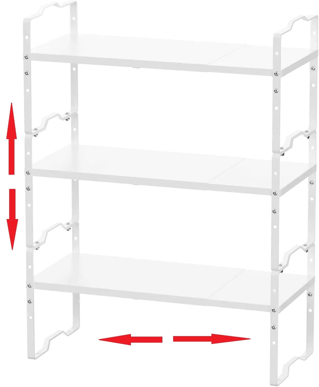 Jojocross Expandable Shelf for Cabinet Organizer Adjustable Stackable Spice Rack at Kitchen and Bathroom More, Counter Countertop Cupboard Organization Pantry Storage(MEDIUM/3PACKS/WHITE)