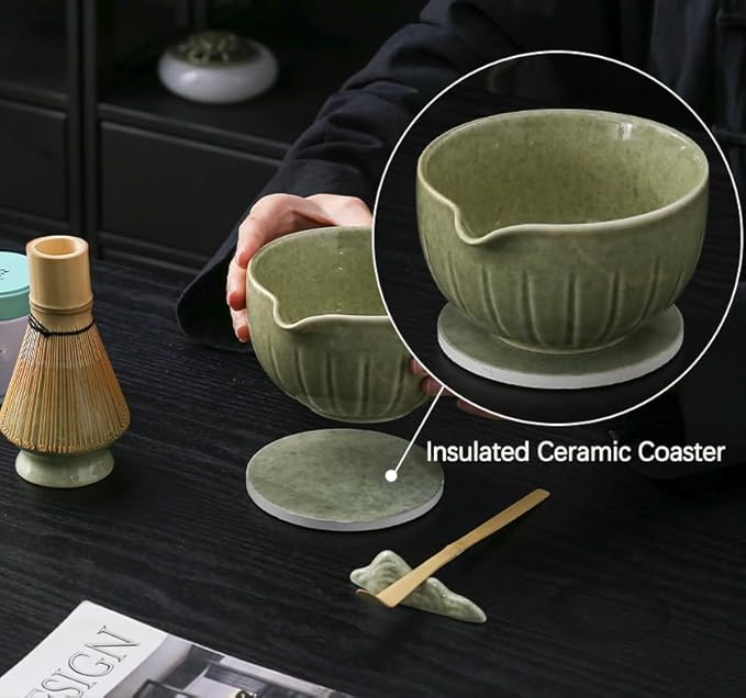 TANG PIN 10Pcs Matcha Whisk Set, 15 OZ Matcha Bowl Kit