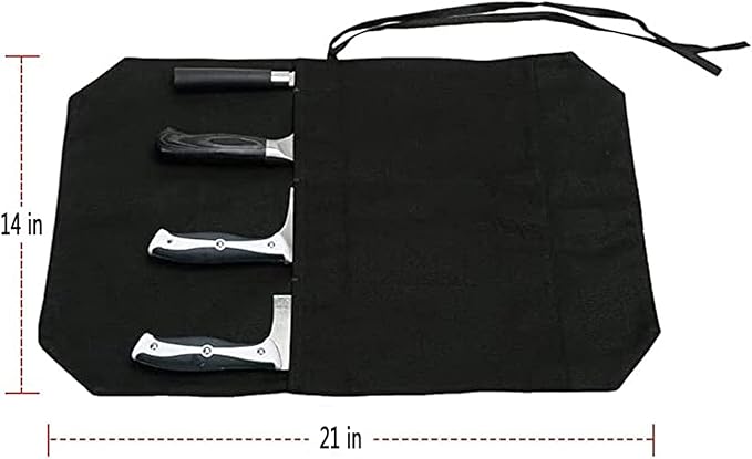 HERSENT Chef's Knife Roll Bag,Portable Travel Chef Knife Case Knife Bag Carrier Storage Bag with 4 Slots Best Gift for Pro Chef or Culinary Enthusiasts Men Women