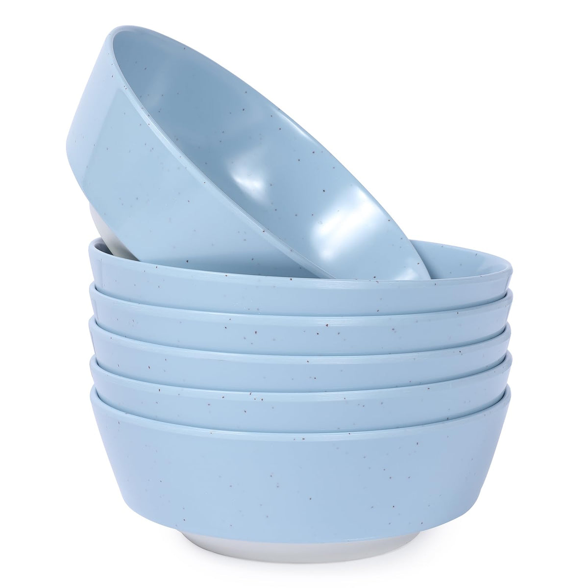 Webbylee 6-inch Melamine Bowls set of 6-20-ounce Dinnerware Cereal Bowls for Soup, Salad & Dessert | Dishwasher Safe & Space Saving(White/Grey)