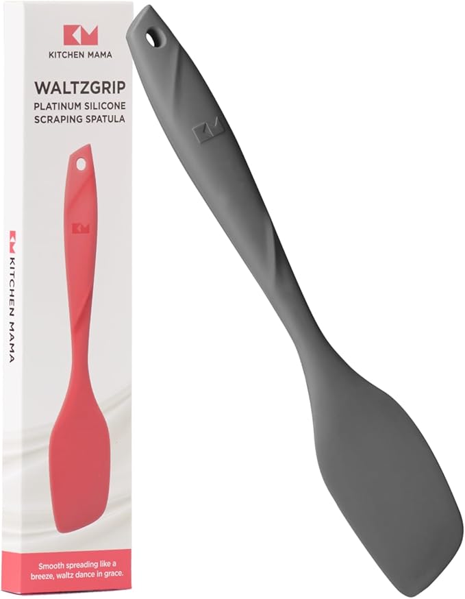 Kitchen Mama WaltzGrip Platinum Silicone Scraping Spatula, Metal Gray