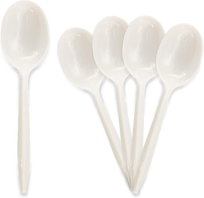 PAMI Medium Weight Disposable Plastic Soup Spoons,White,Bulk Pack,1000 Ct