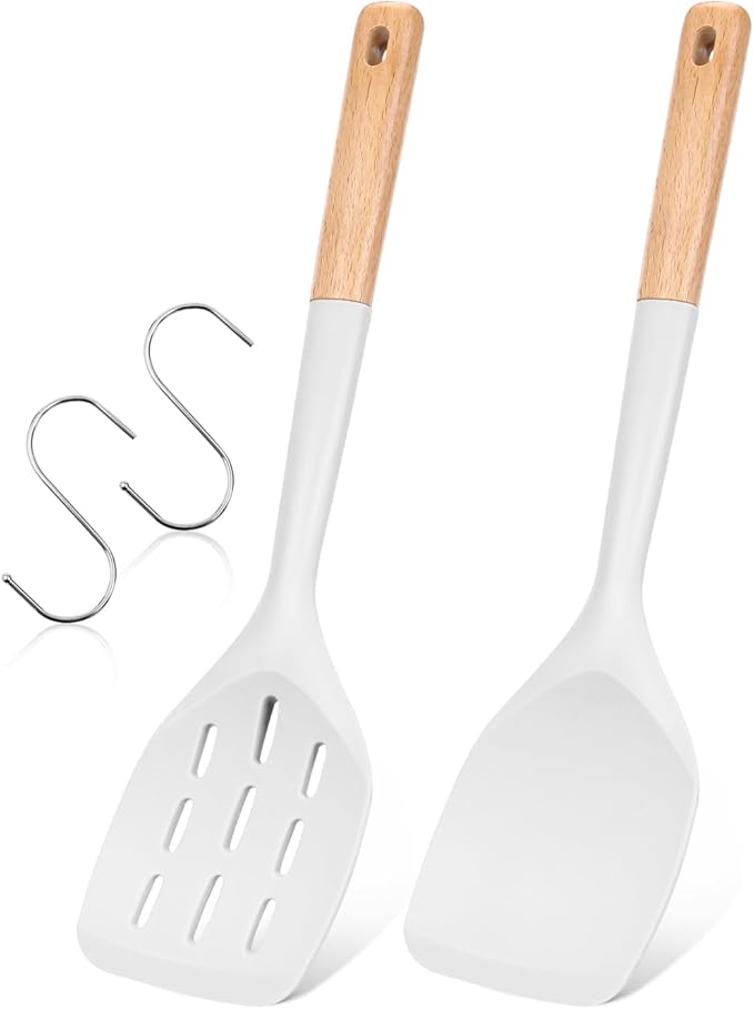 Badiano Silicone Spatula, Non Stick Turner for Cooking, Food Grade, White
