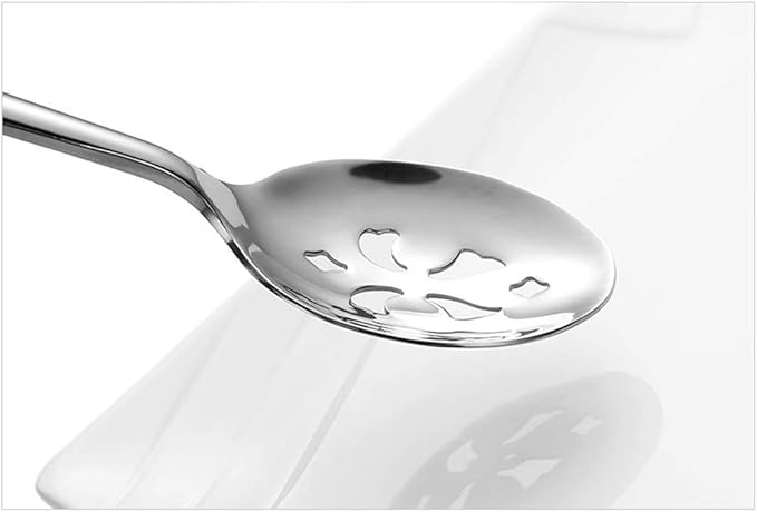 Enwinner Serving Spoons*2 Slot Spoons* 2 Forks *2 Buffet Colander Stainless Steel Banquet Set, Set of 6. Lenght 9" (6-spoon forks set)