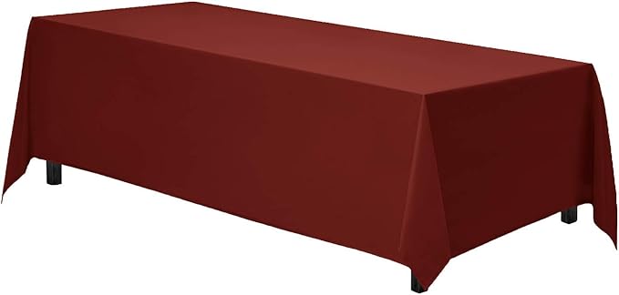 Gee Di Moda Rectangle Tablecloth - 90 x 156 Inch Burnt Orange Table Cloth for 8 Foot Tables with Floor-Length Drop - Heavy Duty Washable Fabric for Holiday Party, Dinner, Weddings & Baby Shower