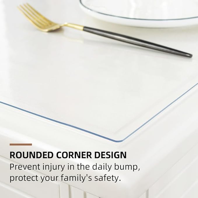 Warmstar Clear Table Cover Protector 18 x 72 Inch,1.5mm Thick Plastic Table Cover Rectangle,PVC Clear Table Protector,Desk Protector Mat for Kitchen, Dresser, Writing Desk，Dining Room Table