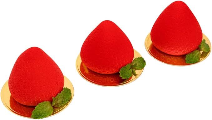 Pastry Tek 8 Cavities Strawberry Silicone Molds, 10 Oven-Ready Strawberry Molds - Flexible, Freezable, White Silicone Fruit Silicone Molds, Easy Release, For Baking - Restaurantware