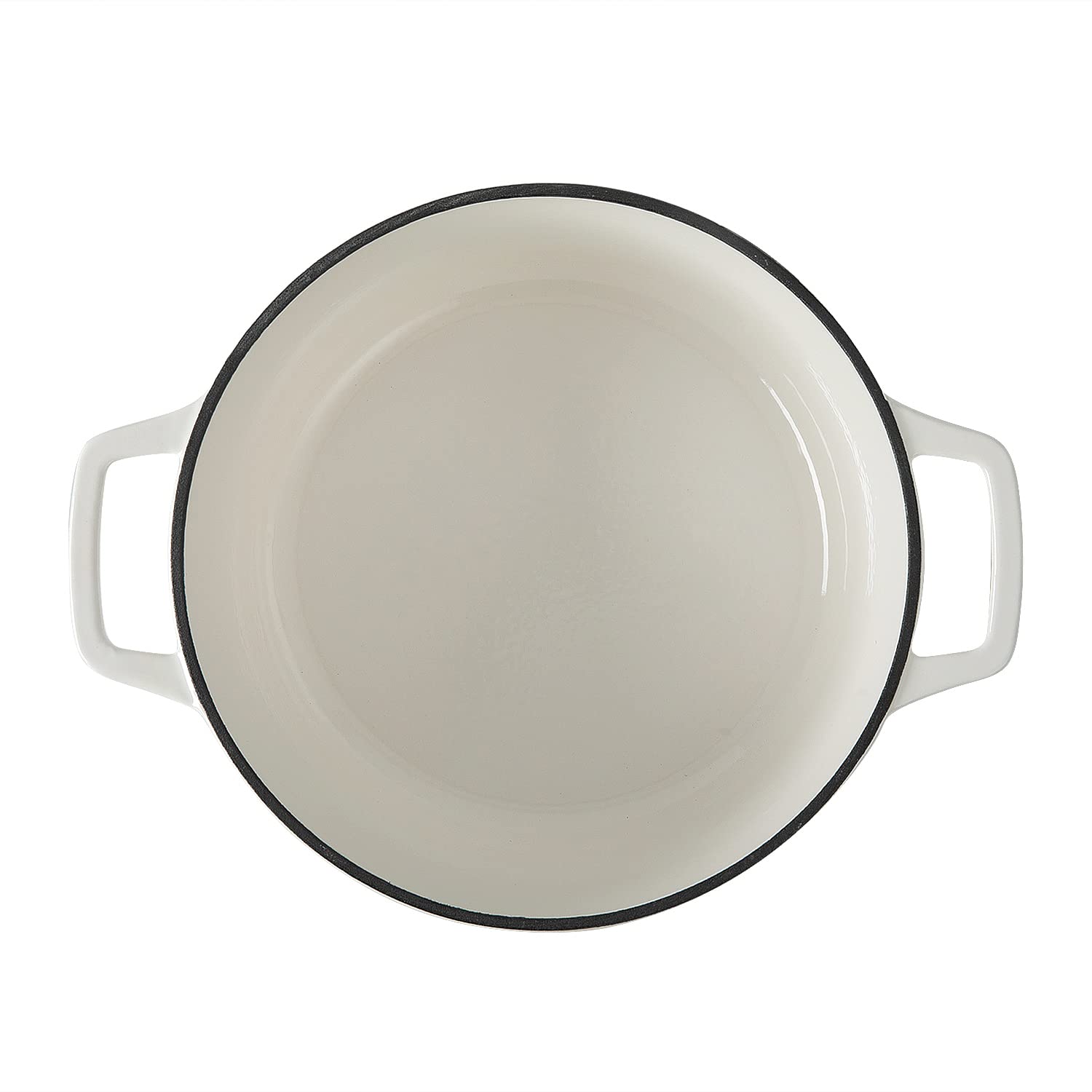 EDGING CASTING Enameled Cast Iron Dutch Oven Pot With Lid, Dutch Oven for Sourdough Bread Baking Round Pot Dule Handle, 7.5 Quart, White
