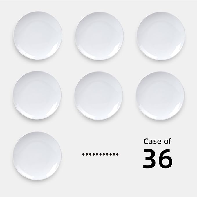 IRESTAURANT PLUS Stoneware Coupe Commercial Grade Dinnerware Bright White, Plate 6.5", Case of 36