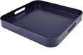 SforGUVA Square Navy Blue Decorative Serving Tray with Handles, Versatile Ottoman Tray for Coffee Table, Entertaining, Outdoor Patio, Living Room, 13”*13”*1.6”