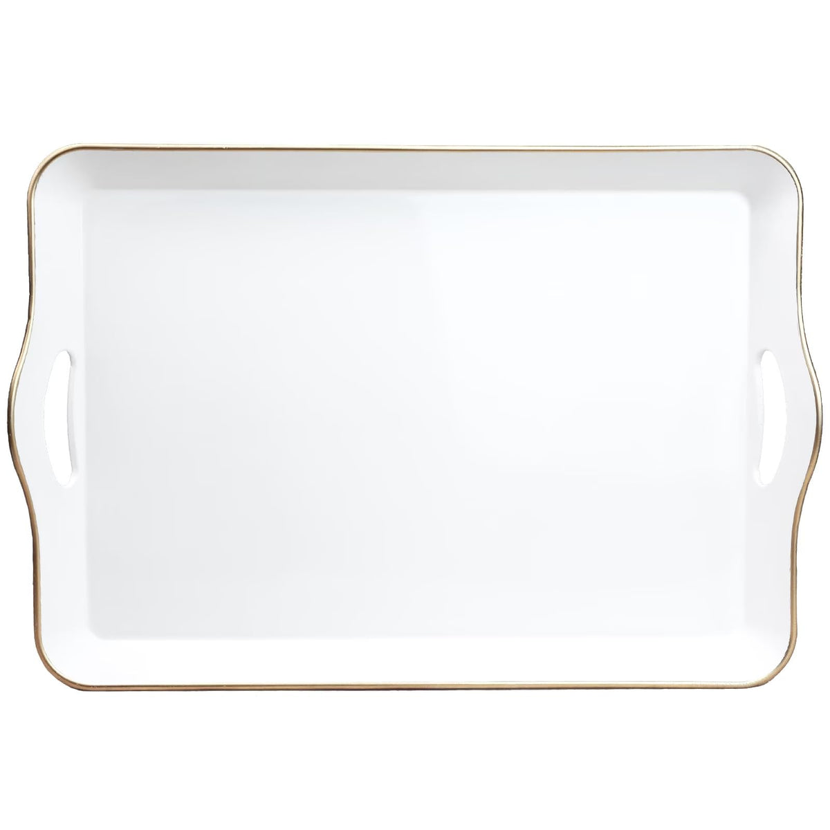 Spsyrine Green Decorative Serving Tray with Handles, Elegant Plastic Coffee Table Tray for Ottoman, Living Room, Home Decor 15.6" X 10.2"