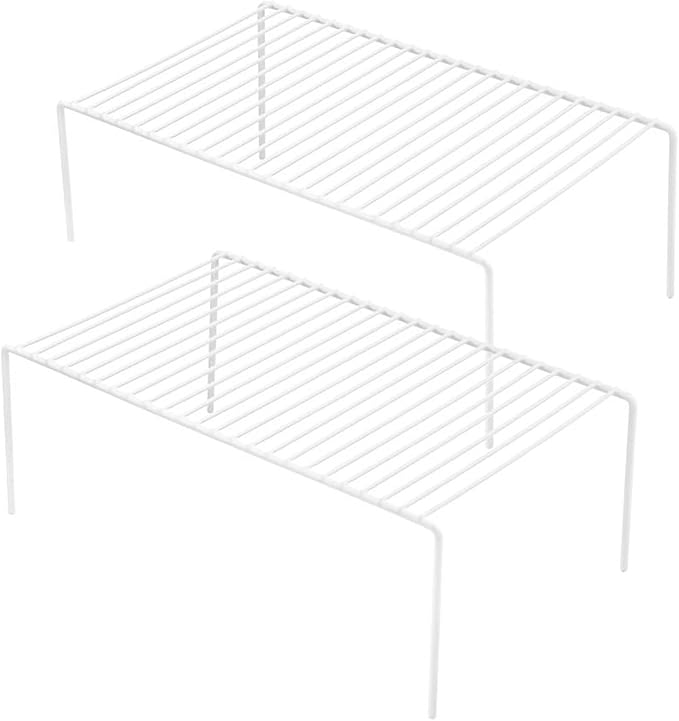 GEDLIRE Cabinet Storage Shelf Rack Set of 2, Medium (13 x 9.4 inch) Rustproof Metal Wire Kitchen Cabinet Organizer and Storage, Cupboard Spice Shelf Rack for Plate, Dish, Counter & Pantry Organization