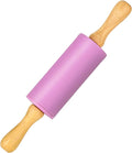 Honglida Mini Silicone Rolling Pin for Kids, Non-stick Surface Wood Handle, 9 Inch 1 Pack Purple