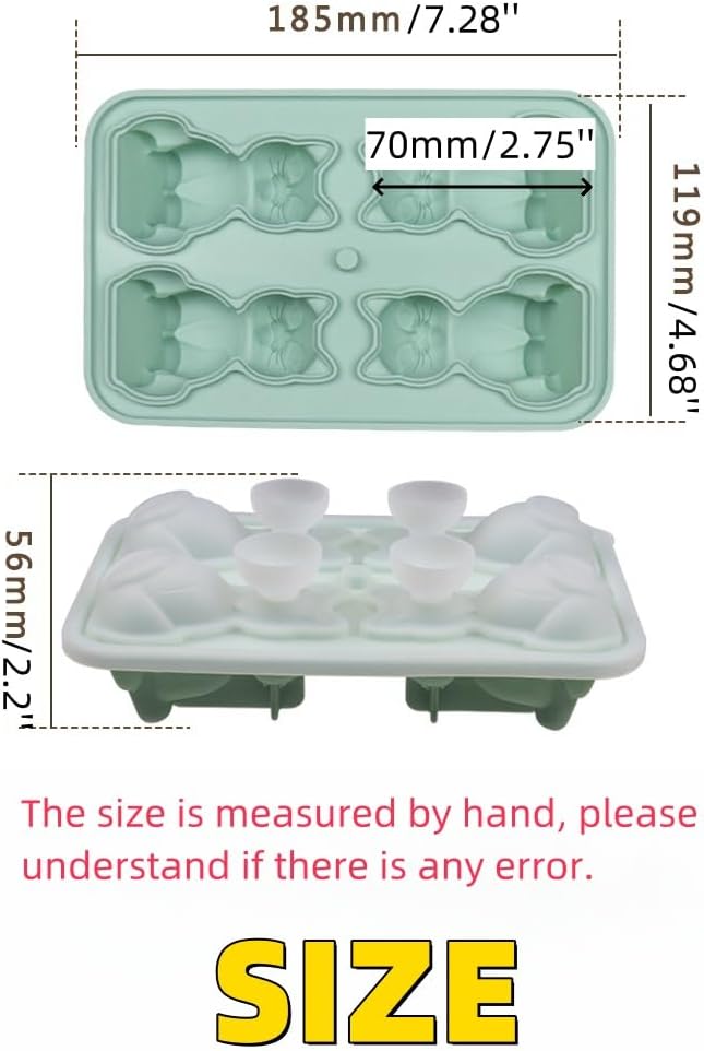 UIVXXUD Cute 3D Cat Ice Mold, Kitty Ice Cube Tray Popsicle Molds (Grey)