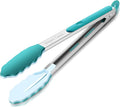 12-Inch Kitchen Tongs for Cooking with Silicone Tip,Turquoise