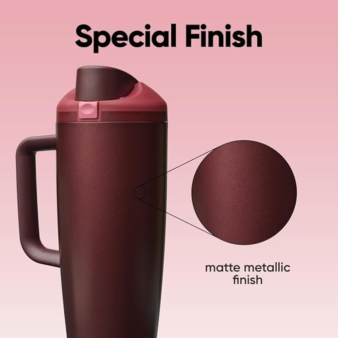 Owala FreeSip Tumbler Stainless Steel Water Bottle 40 oz Black Cherry