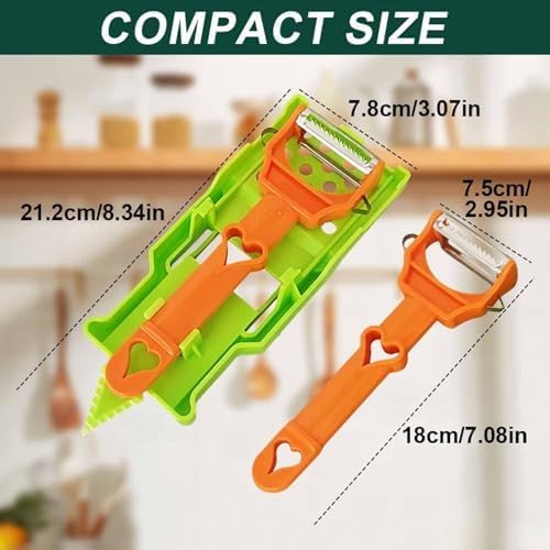 Pelador Multifuncional 2-en-1, Stainless Steel Vegetable Peeler Slicer with Grater and Spiralizer, for All Fruits and Vegetables (1Pcs)