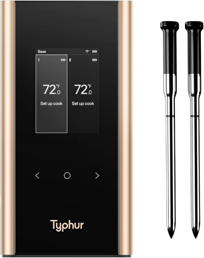 Typhur Sync Gold Wireless WiFi Meat Thermometer, 2 Slim Probes, Smart Base