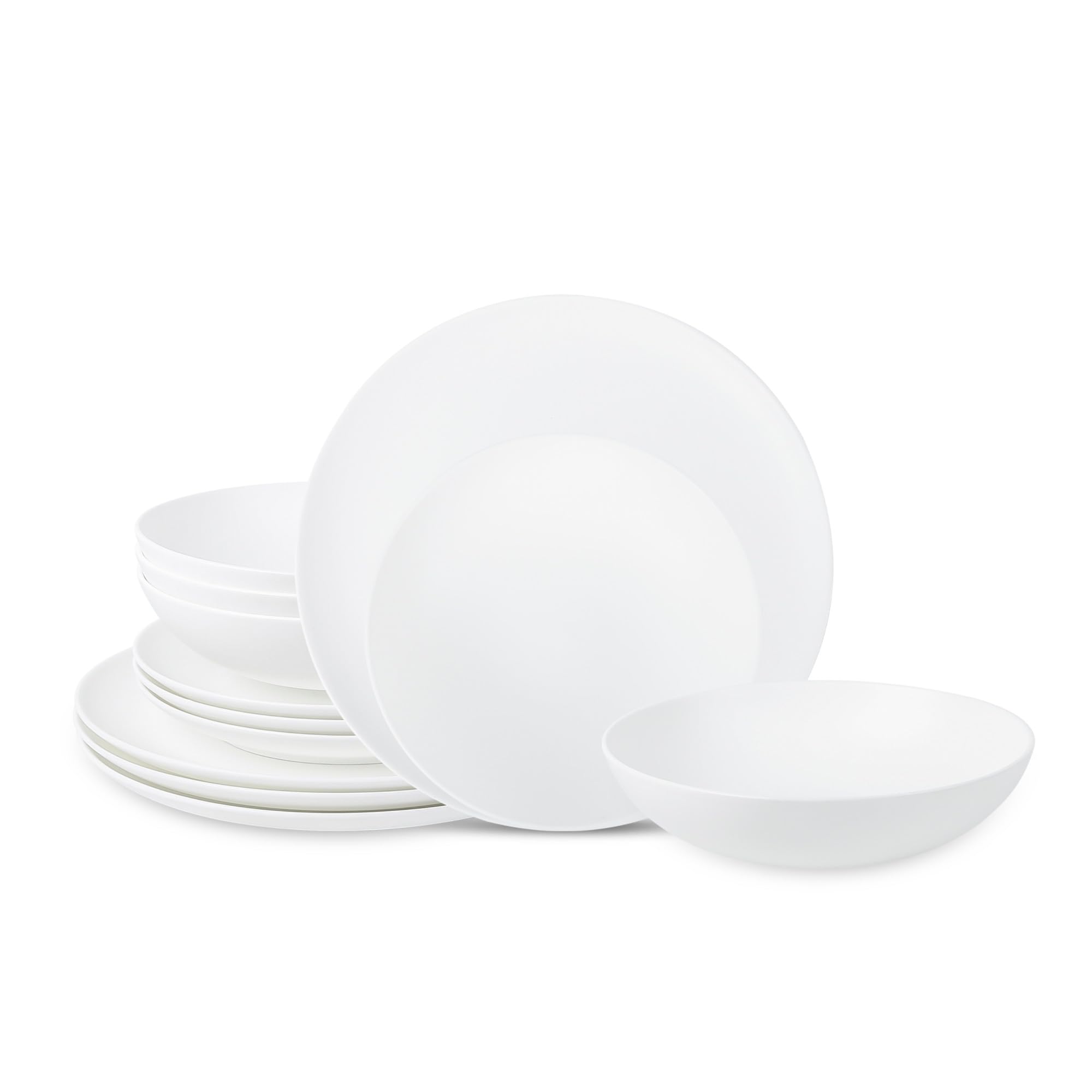 Stone Lain Taglio 24-Piece Dinnerware Set Bone China, Matte White
