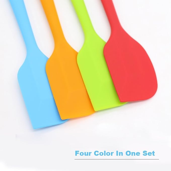 4-Piece Silicone Spatula Set with Stainless Steel Core, Small, Multicolor