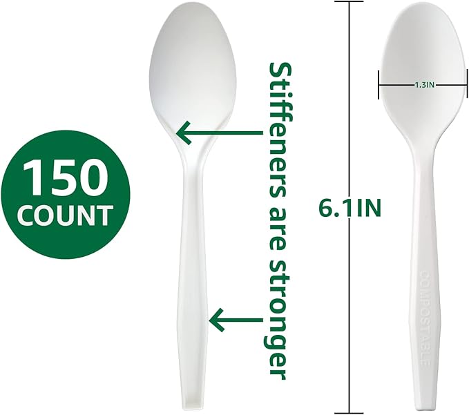 BIOCEAN 100% Compostable No Plastic Knives Plastic Forks Plastic Spoons Plastic Utensils, The Heavyweight Heavy Duty Flatware is Eco Friendly Products for Lounge Party Wedding BBQ Picnic Camping.
