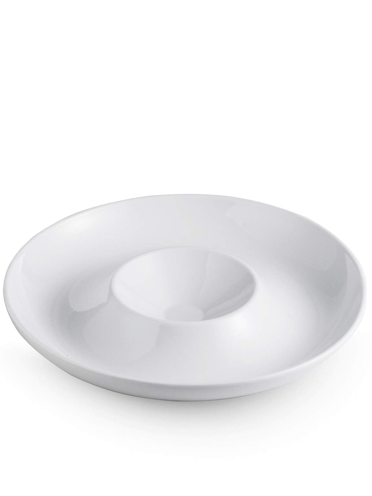 LAUCHUH Chip & Dip Serving Set of 1, Porcelain Divided Serving Tray,12-inch