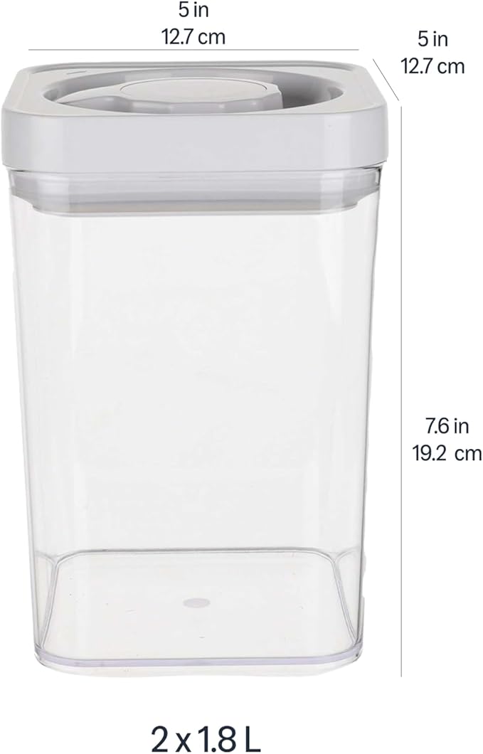 Amazon Basics Airtight Food Storage Containers, BPA Free, Dishwasher Safe, with Twist/Turn Lids, for Kitchen Pantry Organization, 10-Piece Square Set, Clear Plastic