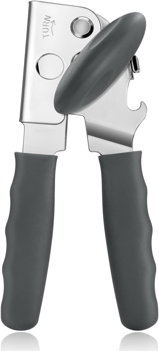 UHIYEE Heavy Duty Hand Can Opener with Comfortable Grip for Seniors, Gray