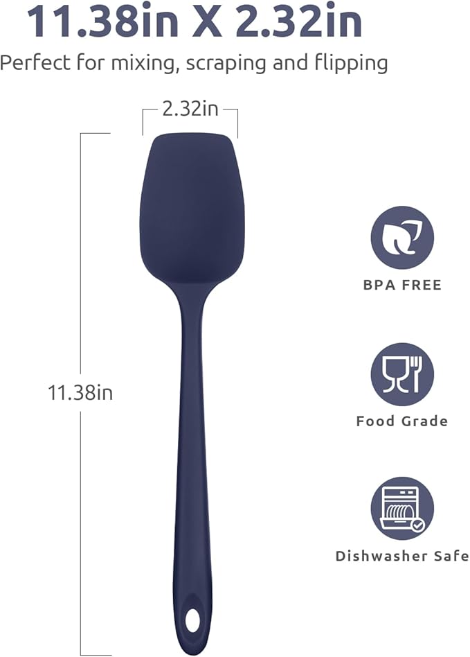 U-Taste Silicone Spoon Spatula, 480°F High Heat Temp, 11.38", Midnight Blue