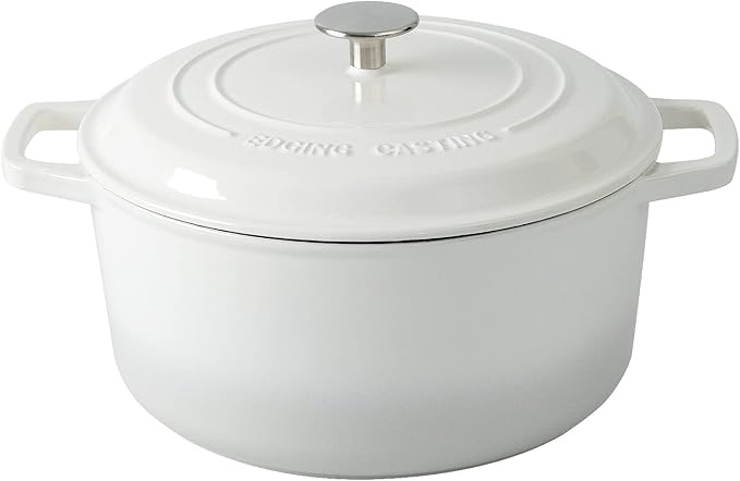 EDGING CASTING Enameled Cast Iron Dutch Oven Pot With Lid, Dutch Oven for Sourdough Bread Baking Round Pot Dule Handle, 7.5 Quart