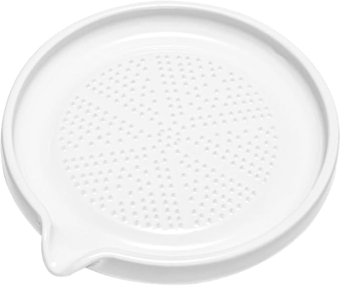 CALLARON Ceramic Grater Plate for Ginger Garlic Fruit and Baby Food Manual Grinding Tool for Kitchen Use 4.72 X 4.25 X 0.78 in Easy to Clean Groove Tray Design