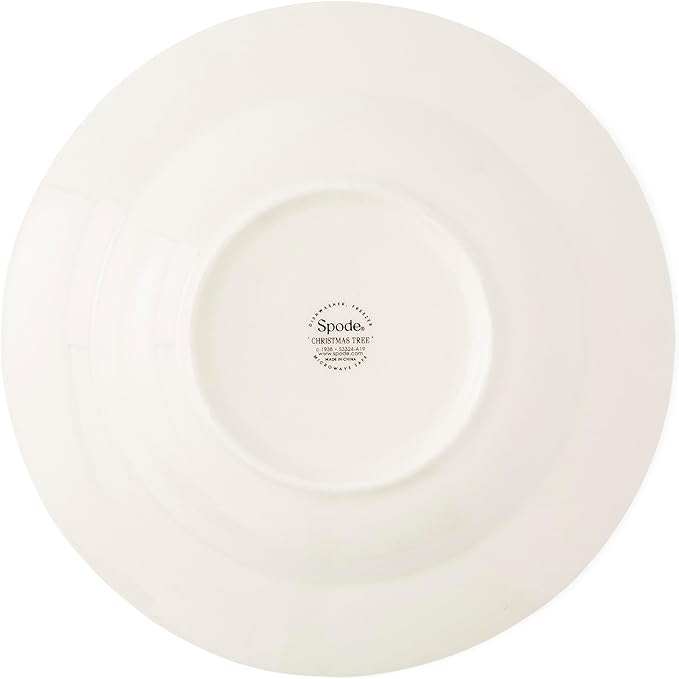 Spode Christmas Tree 9" Soup Plate (Set of 4) – Stoneware Bowls with Festive Tree Design & Green Rim, Ideal for Serving Soup, Pasta, Salad – Microwave & Dishwasher Safe Holiday Dinnerware