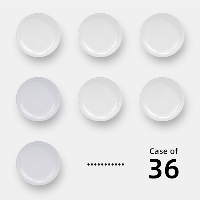 IRESTAURANT PLUS Stoneware Narrow Rim Commercial Grade Dinnerware, Bright White, Plate 5.5", Case of 36