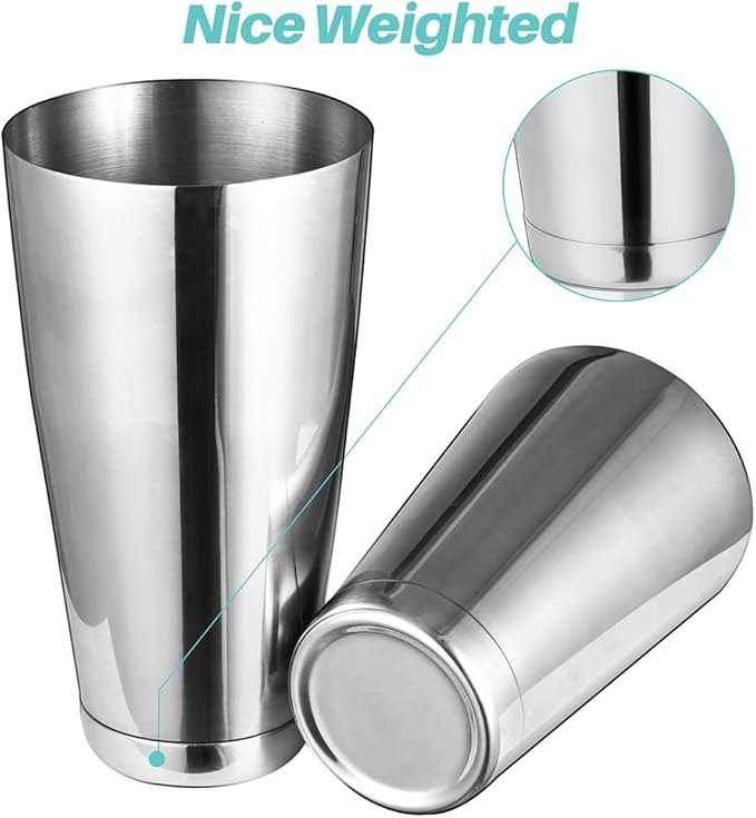 Etens Cocktail Shaker Tins Set Stainless Steel, Pro Bar Style Boston Shakers Bartending, Two Piece Martini Shaker Cup Drink Mixer for Bartender – Silver Bar Tools Weighted Metal Shaking Tin