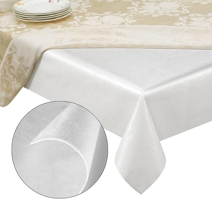 tablecloths by design - Quality Table Pad Protector, Superior Protection from Spills, Scratches & Heat - Reusable Vinyl Table Cloth with Cushion Flannel Backing (126" L x 54" W)