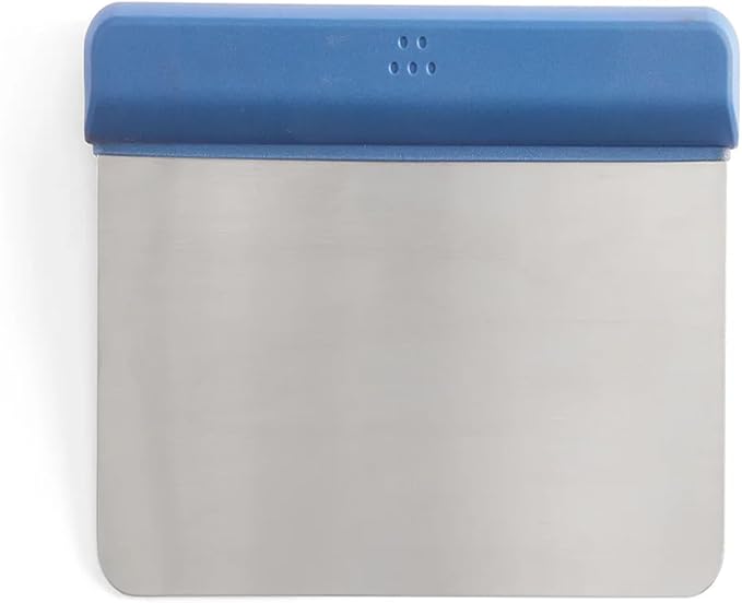 Misen Stainless Steel Bench Scraper - Versatile Food Scraper with Blue Handle - Ideal for Kitchen, Pastry & Dough - Durable Cutting Board Scraper Tool for Effortless Transfer into Pots & Pans - Blue