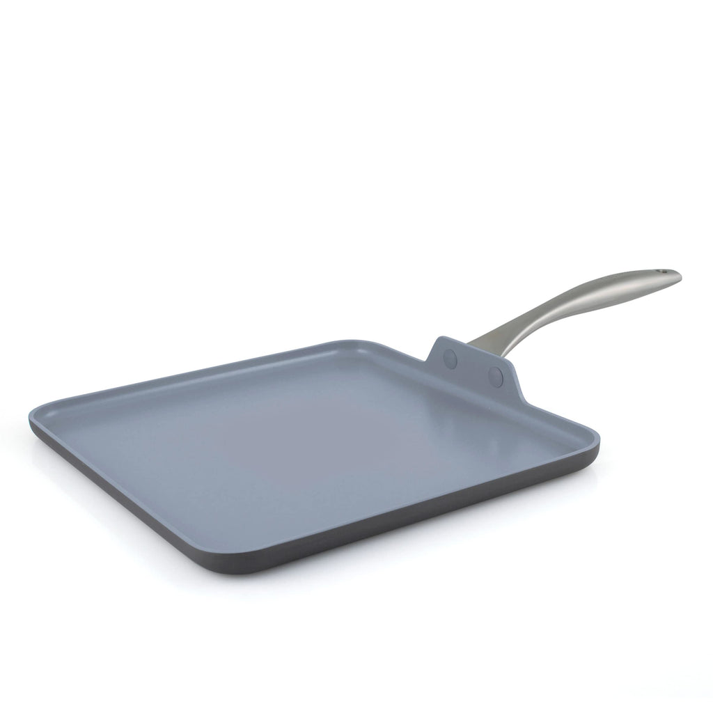 GreenPan Lima Hard Anodized 11” Square Griddle Pan, Ceramic Nonstick, PFAS-Free Nontoxic Pots and Pans, Oven & Broiler Safe, Stainless Steel Handle, Cookware for Eggs & Omelet, Gray