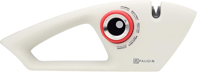 PAUDIN 5-Stage Knife Sharpener for Kitchen Knives & Scissors, Straight & Serrated Blades Manual Sharpener, Restores Dull Knives for Home Cooks and Everyday Cooking