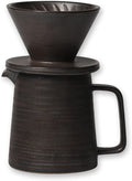 globe faith Stoneware Handmade Pour Over Coffee Maker Set, Ceramic Coffee Brewer Hand Drip Cone Dripper & Coffee Pot Microwaveable Decanter, Retro Metallic Glaze, 16oz
