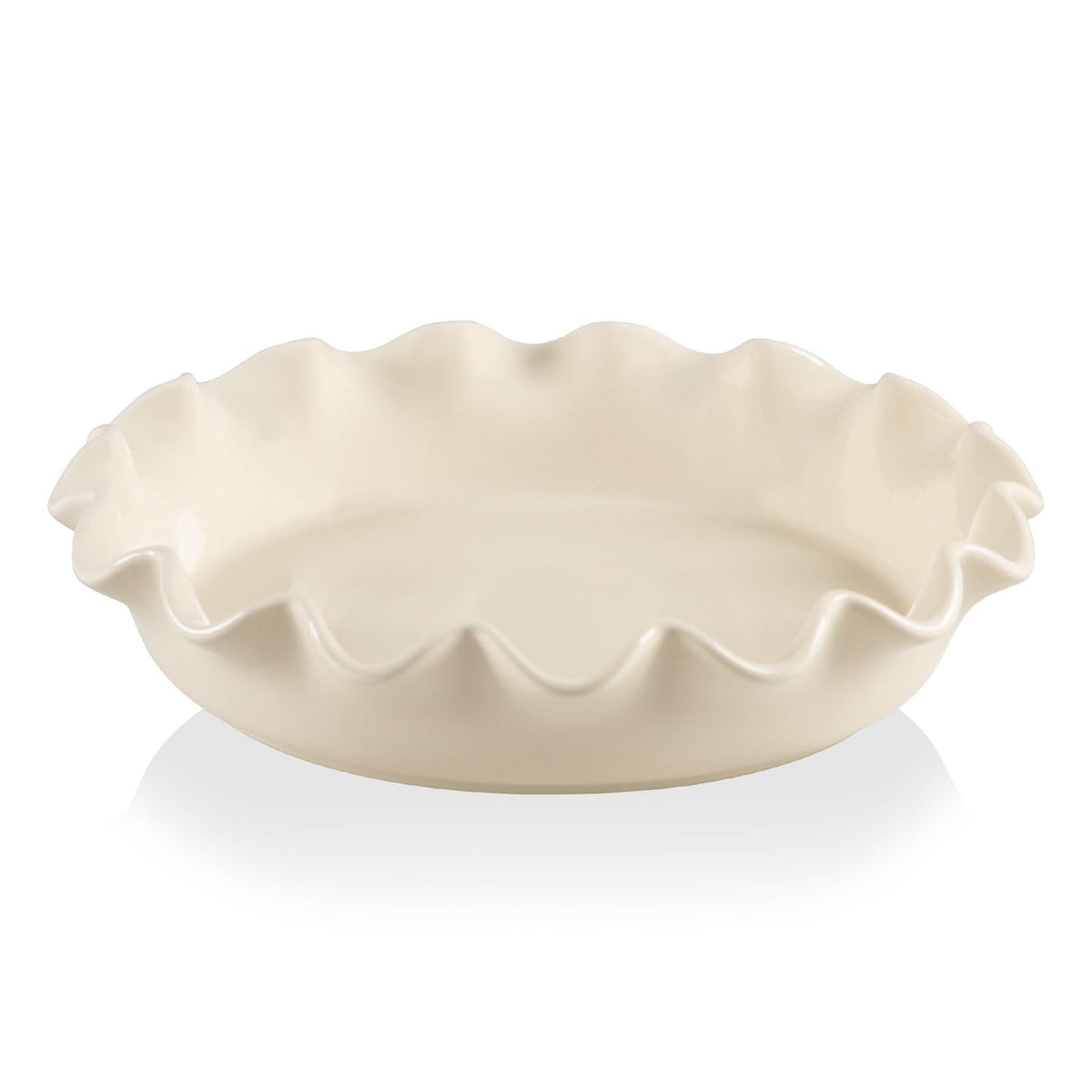 Sweejar Ceramic 11.5 Inches Pie Pan for Baking, Deep and Fluted Porcelain Round Pie Dish, Non-Stick Pie Plate for Pumpkin Pie, Apple Pie, Pie Pots with Morden Farmhouse Design(Beige)