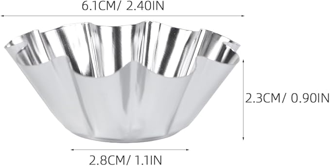 Unomor Stainless Steel Chrysanthemum Tart Mold 6 Pack Flower Tart Pans 2.40 X 2.40 X 0.90 in Reusable Non-Stick Baking Molds for Egg Tarts Mini Cupcakes Muffins Diy Desserts