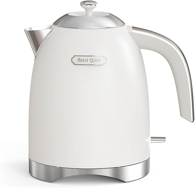Hazel Quinn Electric Kettle 1.7 Liers(57oz) Stainless Steel, Pearl White